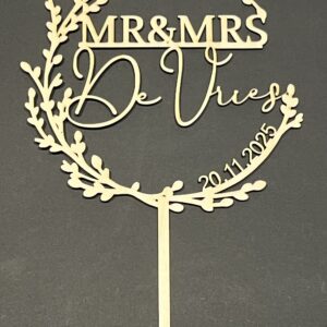 Houten taarttopper huwelijk